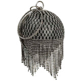Sliver Diamonds Rhinestone Round Ball Evening Bags For Women 2021 Fashion Mini Tassels Clutch Bag Ladies Ring Handbag Clutches