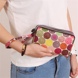 Three-layer Zipper Long Women Waterproof Nylon Colorful Printed Cloth Wristlet Bag Coin Purse Mobile Phone Holder Small Clutch