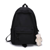 HOCODO Simple Female Backpack Women Canval School Bag For Teenage Girl Casual Shoulder Bag Solid Color Rucksack Quality Travel