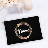 Personal Custom Name Flower Makeup Bag Pouch Travel Outdoor Girl Women Cosmetic Bags Toiletries Organizer Lady Wash Storage Case