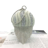 Sliver Diamonds Rhinestone Round Ball Evening Bags For Women 2021 Fashion Mini Tassels Clutch Bag Ladies Ring Handbag Clutches