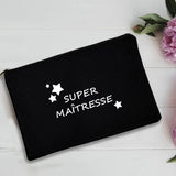 French Print Thank You Mistress Black Wristlet Clutch Bag Merci Maîtresse Teacher's Storage Bag Travel Wash Pouch Teacher Gifts