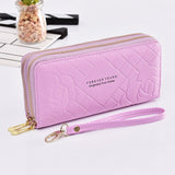 Fashion Women Wallets Dull Polish Leather Wallet Double Zipper Day Clutch Purse Wristlet Portefeuille Handbags Carteira Feminina