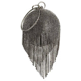Sliver Diamonds Rhinestone Round Ball Evening Bags For Women 2021 Fashion Mini Tassels Clutch Bag Ladies Ring Handbag Clutches