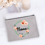 Personal Custom Name Flower Makeup Bag Pouch Travel Outdoor Girl Women Cosmetic Bags Toiletries Organizer Lady Wash Storage Case