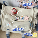 Messenger Bag Japanese Handbags School Korean Single  Shoulder Girl Student Hong Kong Style Retro Large Capacity Postman Women's