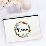 Personal Custom Name Flower Makeup Bag Pouch Travel Outdoor Girl Women Cosmetic Bags Toiletries Organizer Lady Wash Storage Case