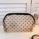 Mesh Cosmetic Makeup Bags Case Holder Cute Transparent Zipper Black Heart Printed Pencil Pen Case Pouch Convenient To Carry