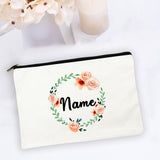 Personal Custom Name Flower Makeup Bag Pouch Travel Outdoor Girl Women Cosmetic Bags Toiletries Organizer Lady Wash Storage Case