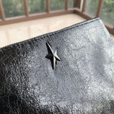 Mugle Angel Black Metallic Makeup Bag with Star Clutch Bag Handbag Wristlet Beauty Pouch Vintage Wash Bag