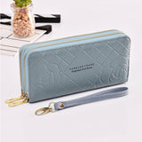 Fashion Women Wallets Dull Polish Leather Wallet Double Zipper Day Clutch Purse Wristlet Portefeuille Handbags Carteira Feminina