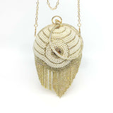 Sliver Diamonds Rhinestone Round Ball Evening Bags For Women 2021 Fashion Mini Tassels Clutch Bag Ladies Ring Handbag Clutches