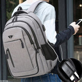 Big Capacity Men Backpack Laptop 15.6 Oxford Gray Solid High School Bags Teen College Student Back Pack Multifunctional Bagpack