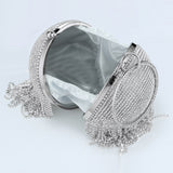 Sliver Diamonds Rhinestone Round Ball Evening Bags For Women 2021 Fashion Mini Tassels Clutch Bag Ladies Ring Handbag Clutches