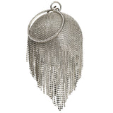 Sliver Diamonds Rhinestone Round Ball Evening Bags For Women 2021 Fashion Mini Tassels Clutch Bag Ladies Ring Handbag Clutches