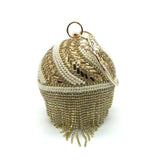 Sliver Diamonds Rhinestone Round Ball Evening Bags For Women 2021 Fashion Mini Tassels Clutch Bag Ladies Ring Handbag Clutches
