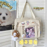 Japanese High School Girls JK Bag Transparent Handbags Book Bag Satchels Shoulder Bag Itabag Big Crossbody Bags Women Ita bag