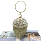 Sliver Diamonds Rhinestone Round Ball Evening Bags For Women 2021 Fashion Mini Tassels Clutch Bag Ladies Ring Handbag Clutches