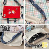 Messenger Bag Japanese Handbags School Korean Single  Shoulder Girl Student Hong Kong Style Retro Large Capacity Postman Women's