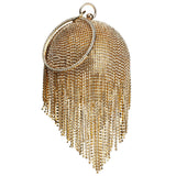 Sliver Diamonds Rhinestone Round Ball Evening Bags For Women 2021 Fashion Mini Tassels Clutch Bag Ladies Ring Handbag Clutches