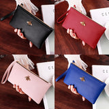 Women Wallets Bee Clutch Good Quality Leather Wholesale Zipper Female Long Wallet Ladies Wristlet Thin Mobile Phone Bag