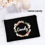 Personal Custom Name Flower Makeup Bag Pouch Travel Outdoor Girl Women Cosmetic Bags Toiletries Organizer Lady Wash Storage Case