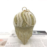 Sliver Diamonds Rhinestone Round Ball Evening Bags For Women 2021 Fashion Mini Tassels Clutch Bag Ladies Ring Handbag Clutches
