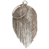 Sliver Diamonds Rhinestone Round Ball Evening Bags For Women 2021 Fashion Mini Tassels Clutch Bag Ladies Ring Handbag Clutches