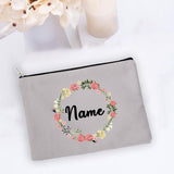 Personal Custom Name Flower Makeup Bag Pouch Travel Outdoor Girl Women Cosmetic Bags Toiletries Organizer Lady Wash Storage Case