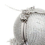 Sliver Diamonds Rhinestone Round Ball Evening Bags For Women 2021 Fashion Mini Tassels Clutch Bag Ladies Ring Handbag Clutches