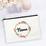 Personal Custom Name Flower Makeup Bag Pouch Travel Outdoor Girl Women Cosmetic Bags Toiletries Organizer Lady Wash Storage Case