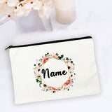 Personal Custom Name Flower Makeup Bag Pouch Travel Outdoor Girl Women Cosmetic Bags Toiletries Organizer Lady Wash Storage Case