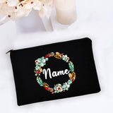 Personal Custom Name Flower Makeup Bag Pouch Travel Outdoor Girl Women Cosmetic Bags Toiletries Organizer Lady Wash Storage Case