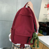 HOCODO Simple Female Backpack Women Canval School Bag For Teenage Girl Casual Shoulder Bag Solid Color Rucksack Quality Travel