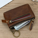 Men's Genuine Leather Zipper Coin Wallet Wowen natural Leather Mini Short Purse Card Holder Change Purse For Man Clutch Wallets