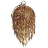 Sliver Diamonds Rhinestone Round Ball Evening Bags For Women 2021 Fashion Mini Tassels Clutch Bag Ladies Ring Handbag Clutches