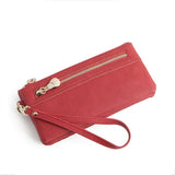 Fashion Women Wallets Dull Polish Leather Wallet Double Zipper Day Clutch Purse Wristlet Portefeuille Handbags Carteira Feminina