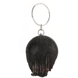 Sliver Diamonds Rhinestone Round Ball Evening Bags For Women 2021 Fashion Mini Tassels Clutch Bag Ladies Ring Handbag Clutches