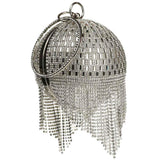 Sliver Diamonds Rhinestone Round Ball Evening Bags For Women 2021 Fashion Mini Tassels Clutch Bag Ladies Ring Handbag Clutches
