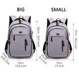 Big Capacity Men Backpack Laptop 15.6 Oxford Gray Solid High School Bags Teen College Student Back Pack Multifunctional Bagpack