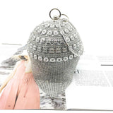 Sliver Diamonds Rhinestone Round Ball Evening Bags For Women 2021 Fashion Mini Tassels Clutch Bag Ladies Ring Handbag Clutches