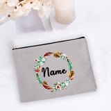 Personal Custom Name Flower Makeup Bag Pouch Travel Outdoor Girl Women Cosmetic Bags Toiletries Organizer Lady Wash Storage Case